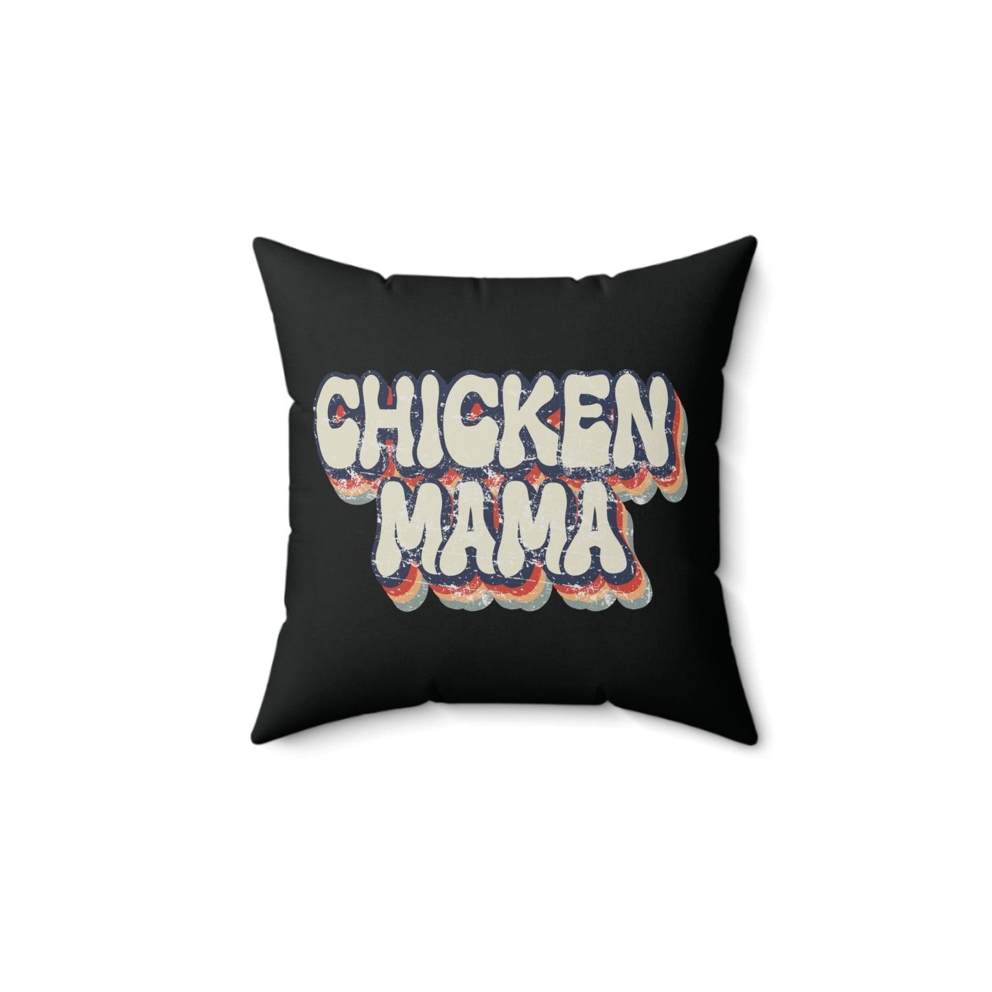 Home Decor 14" × 14" / Black "Chicken Mama Retro Throw Pillow"