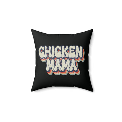 Home Decor 14" × 14" / Black "Chicken Mama Retro Throw Pillow"