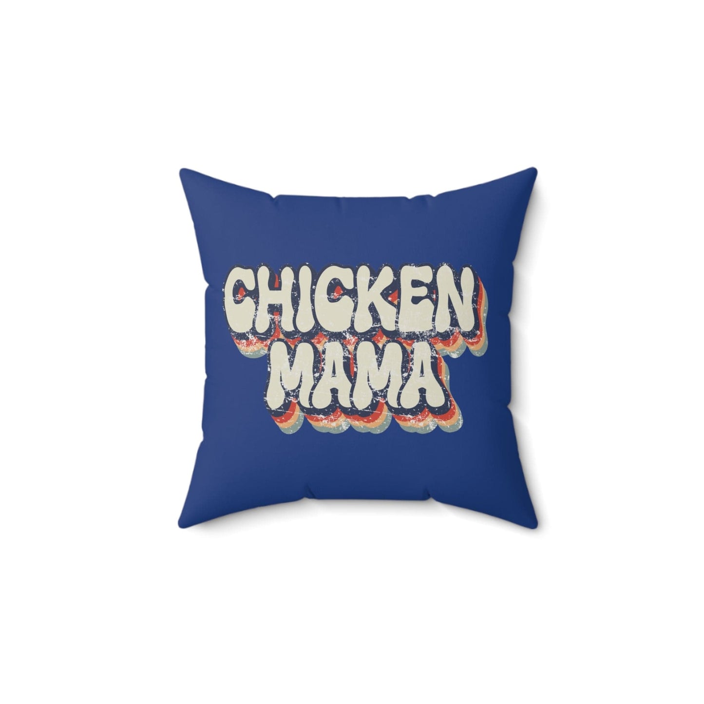 Home Decor 14" × 14" / Dark Blue "Chicken Mama Retro Throw Pillow"