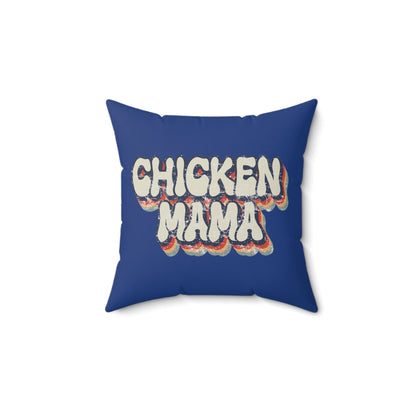 Home Decor 14" × 14" / Dark Blue "Chicken Mama Retro Throw Pillow"