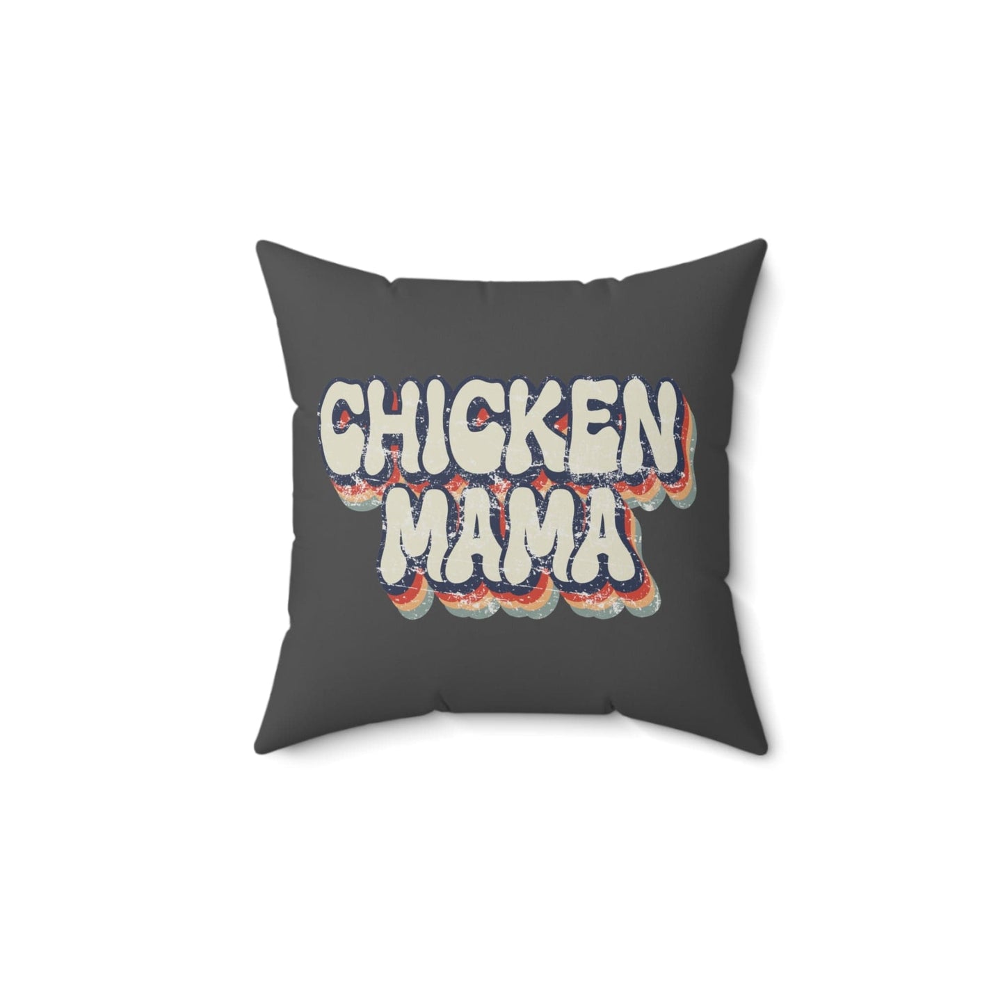 Home Decor 14" × 14" / Dark Gray "Chicken Mama Retro Throw Pillow"