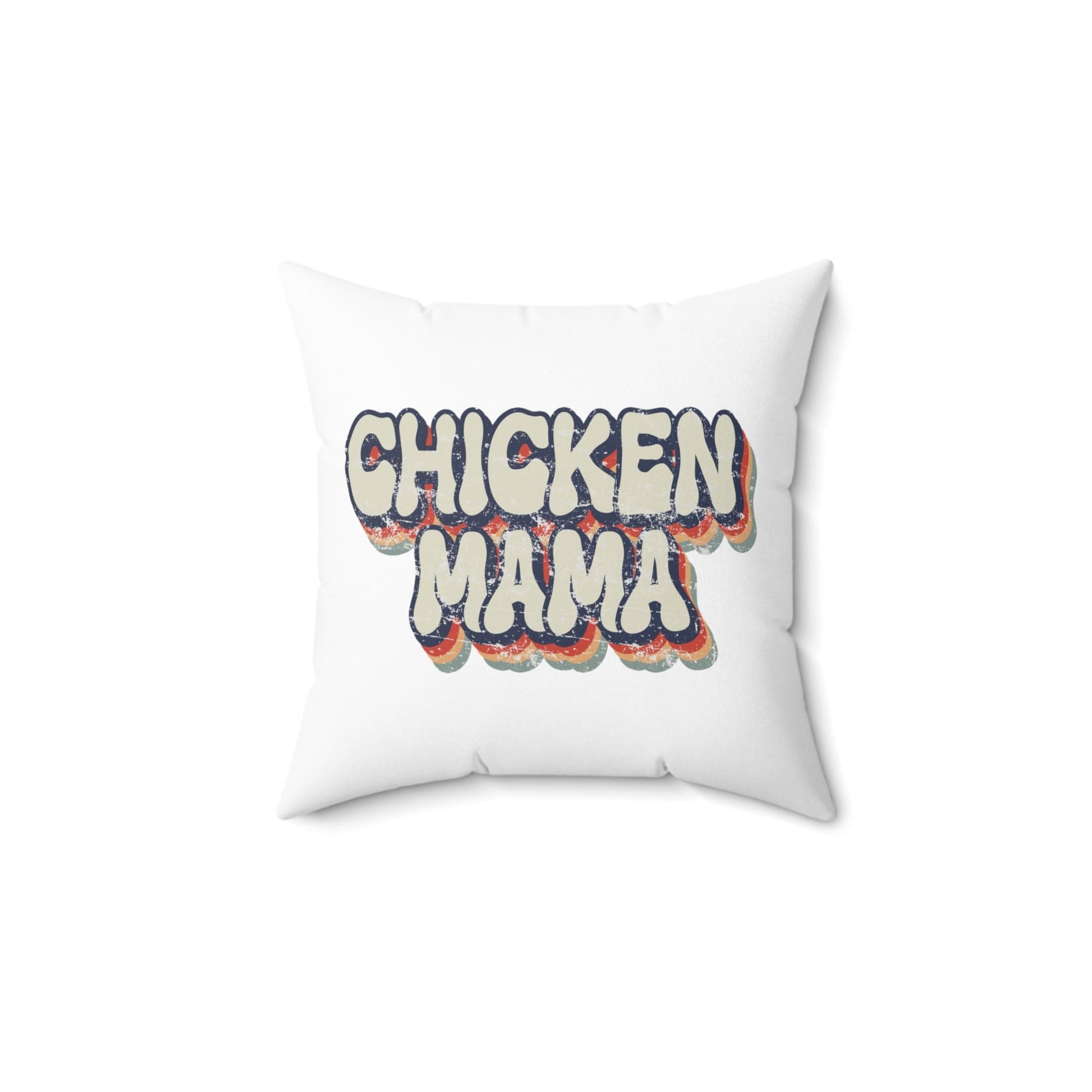 Home Decor 14" × 14" / White "Chicken Mama Retro Throw Pillow"