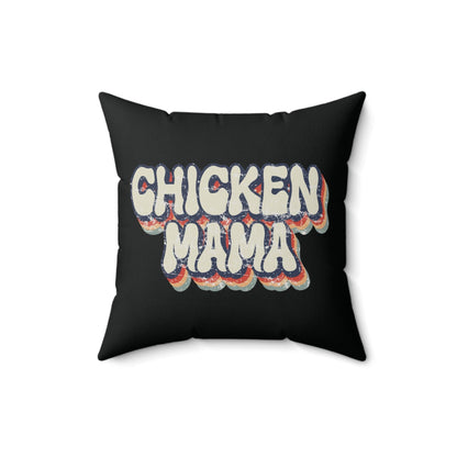 Home Decor 16" × 16" / Black "Chicken Mama Retro Throw Pillow"