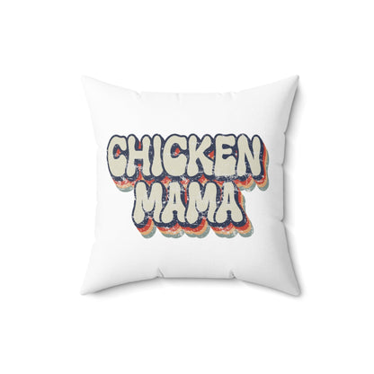 Home Decor 16" × 16" / White "Chicken Mama Retro Throw Pillow"