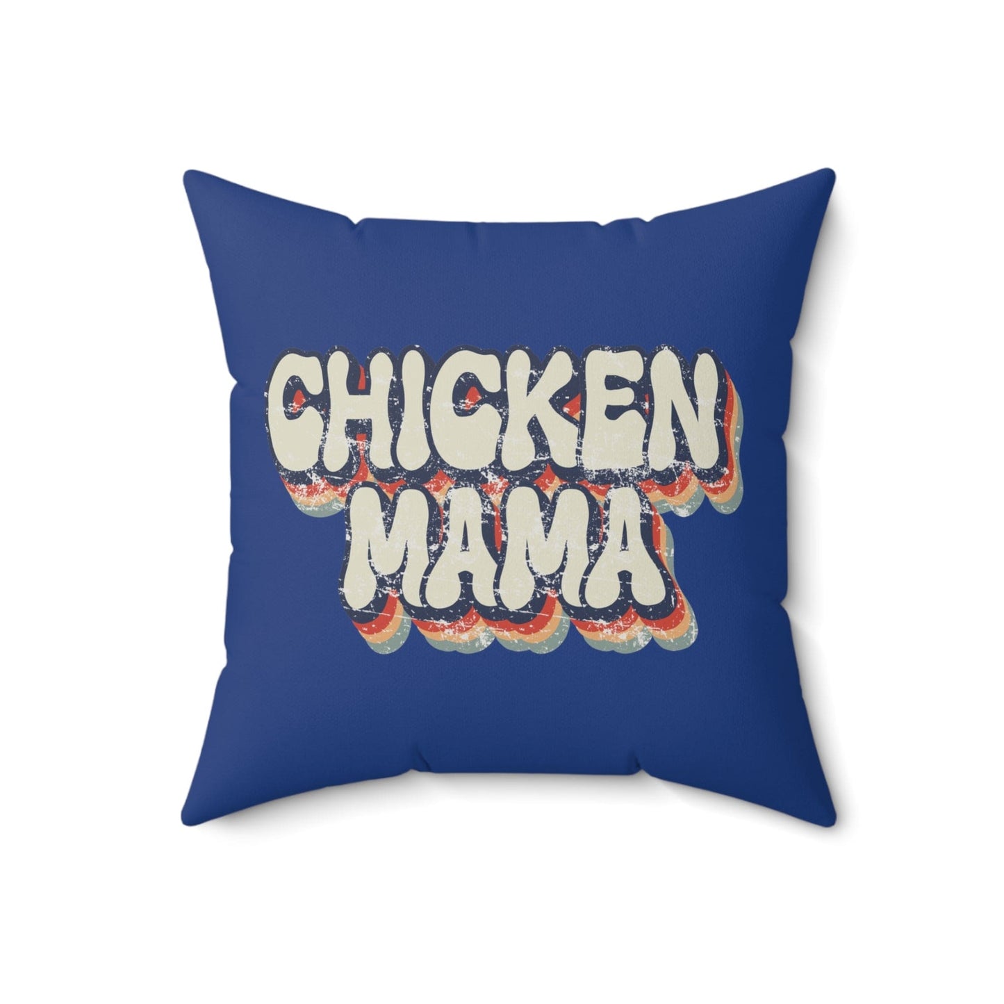 Home Decor 18" × 18" / Dark Blue "Chicken Mama Retro Throw Pillow"