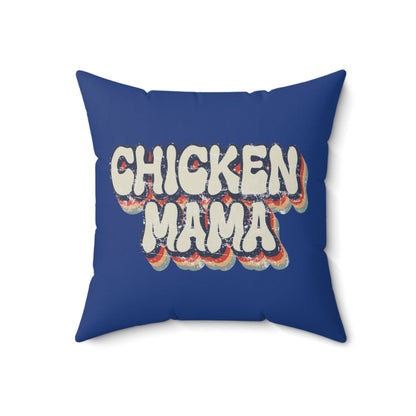 Home Decor 18" × 18" / Dark Blue "Chicken Mama Retro Throw Pillow"