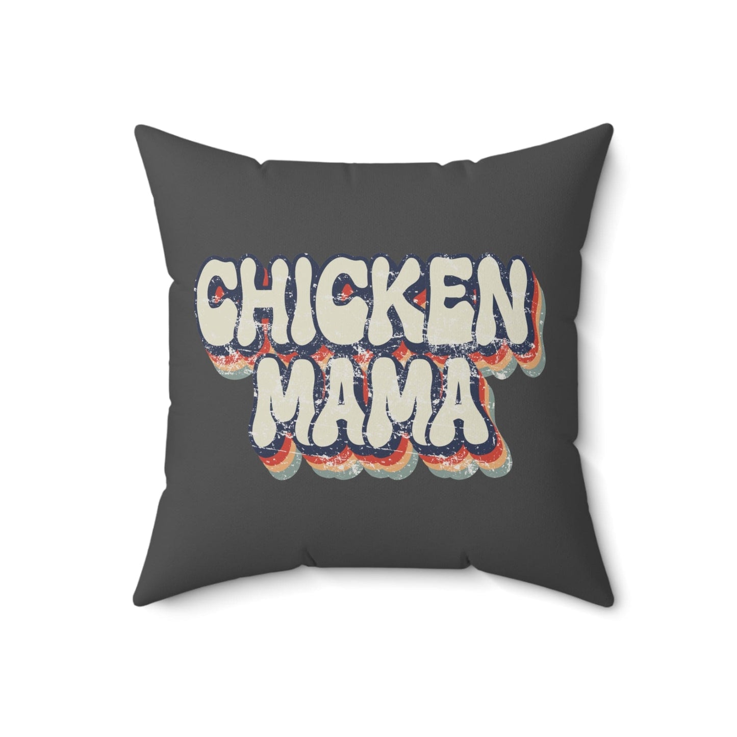 Home Decor 18" × 18" / Dark Gray "Chicken Mama Retro Throw Pillow"