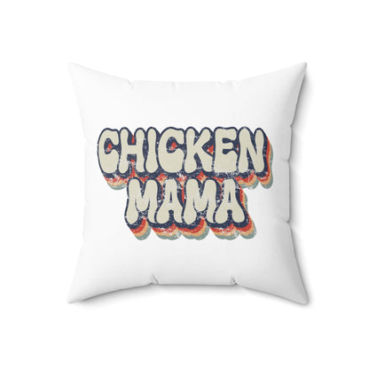 Home Decor 18" × 18" / White "Chicken Mama Retro Throw Pillow"