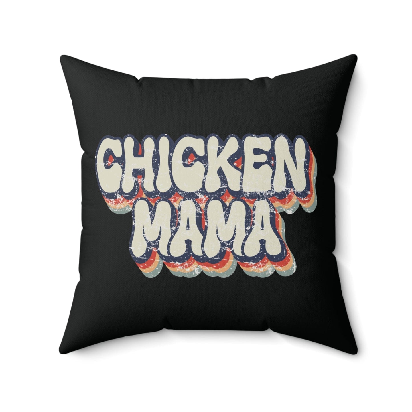 Home Decor 20" × 20" / Black "Chicken Mama Retro Throw Pillow"