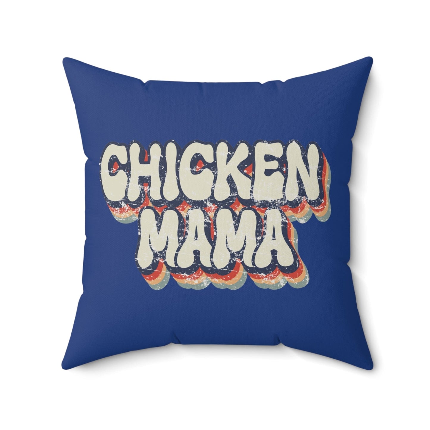 Home Decor 20" × 20" / Dark Blue "Chicken Mama Retro Throw Pillow"