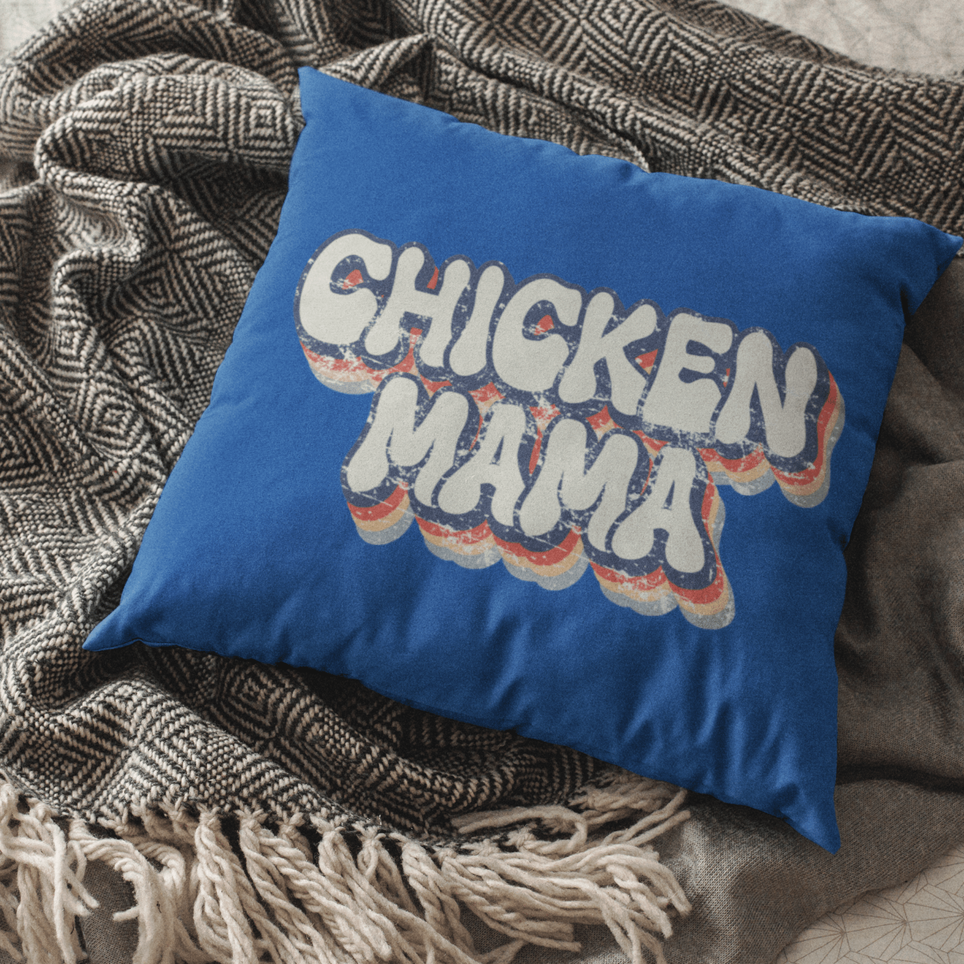 Home Decor "Chicken Mama Retro Throw Pillow"