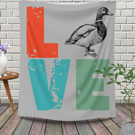 Home Decor 60" × 80" "Love Duck Sherpa Fleece Blanket - Cozy and Cute"