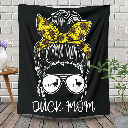 Home Decor 60" × 80" Radiant Sunflower Duck Mom Blanket