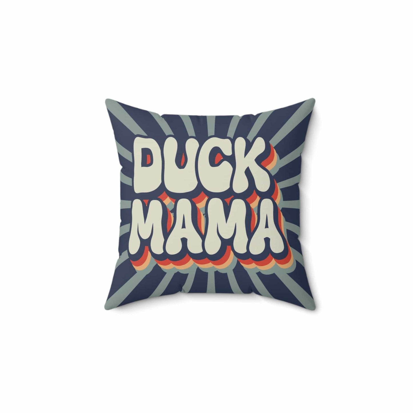 Home Decor 14" × 14" Retro Duck Mama Throw Pillo