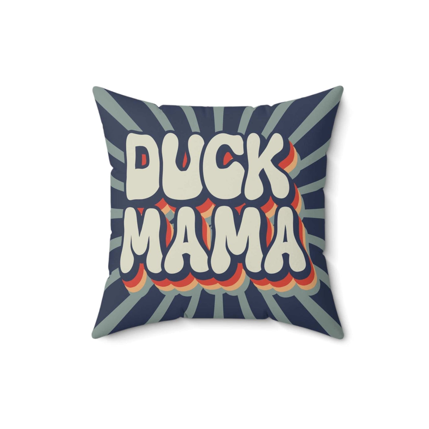 Home Decor 16" × 16" Retro Duck Mama Throw Pillo