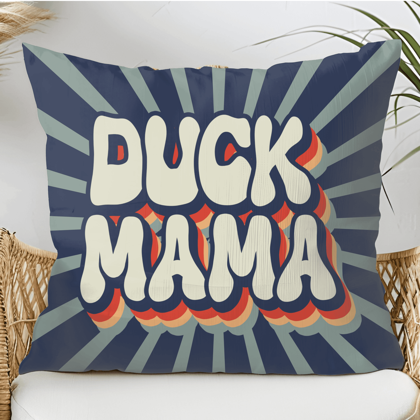 Home Decor Retro Duck Mama Throw Pillo