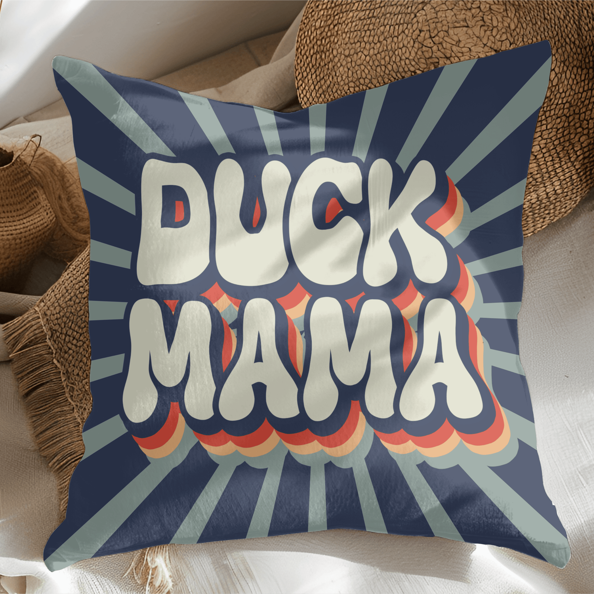 Home Decor Retro Duck Mama Throw Pillo