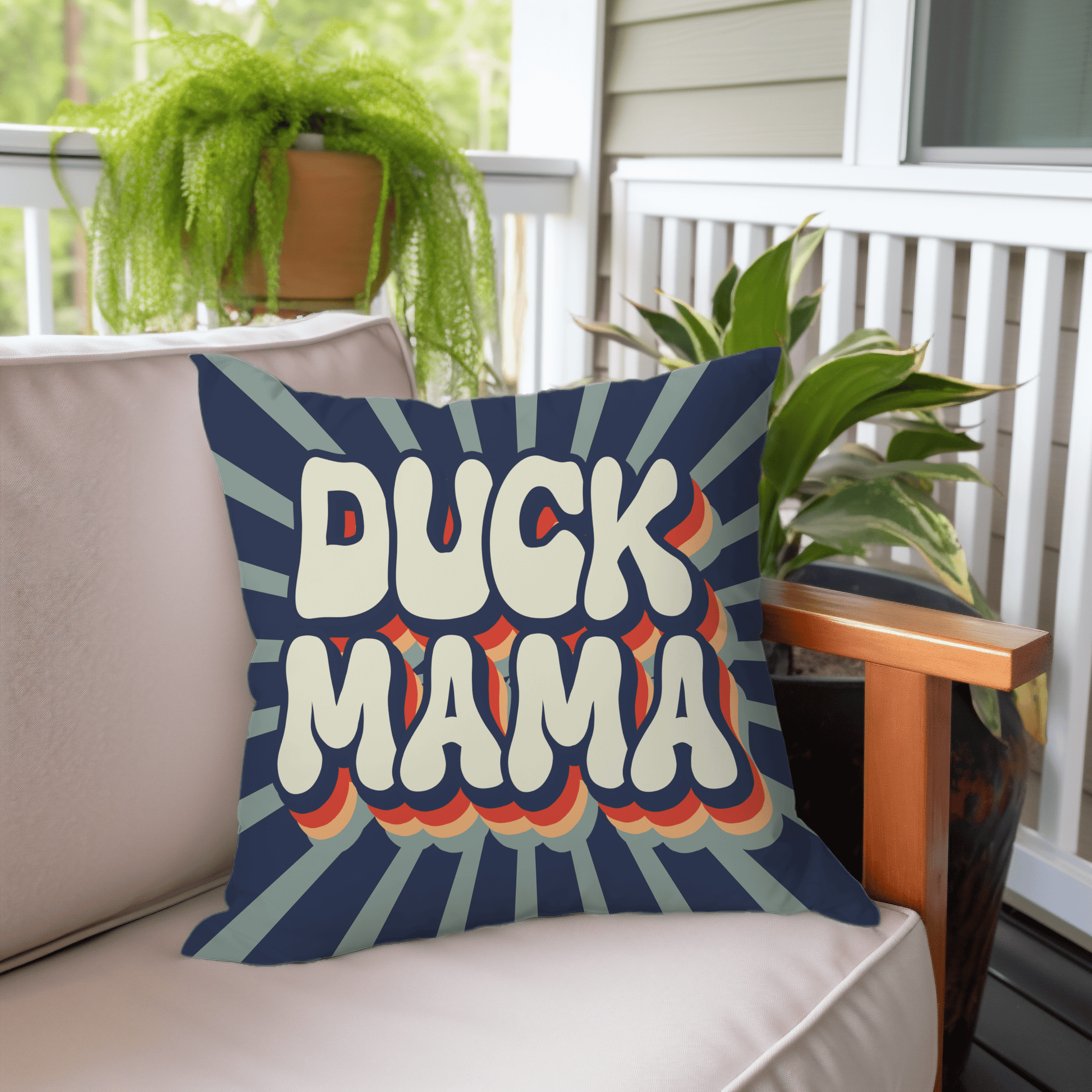 Home Decor Retro Duck Mama Throw Pillo