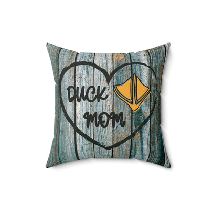 Home Decor 16" × 16" "Rustic Duck Mom Heart Throw Pillow"