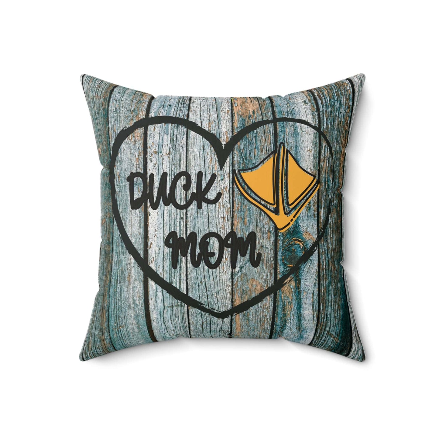 Home Decor 18" × 18" "Rustic Duck Mom Heart Throw Pillow"