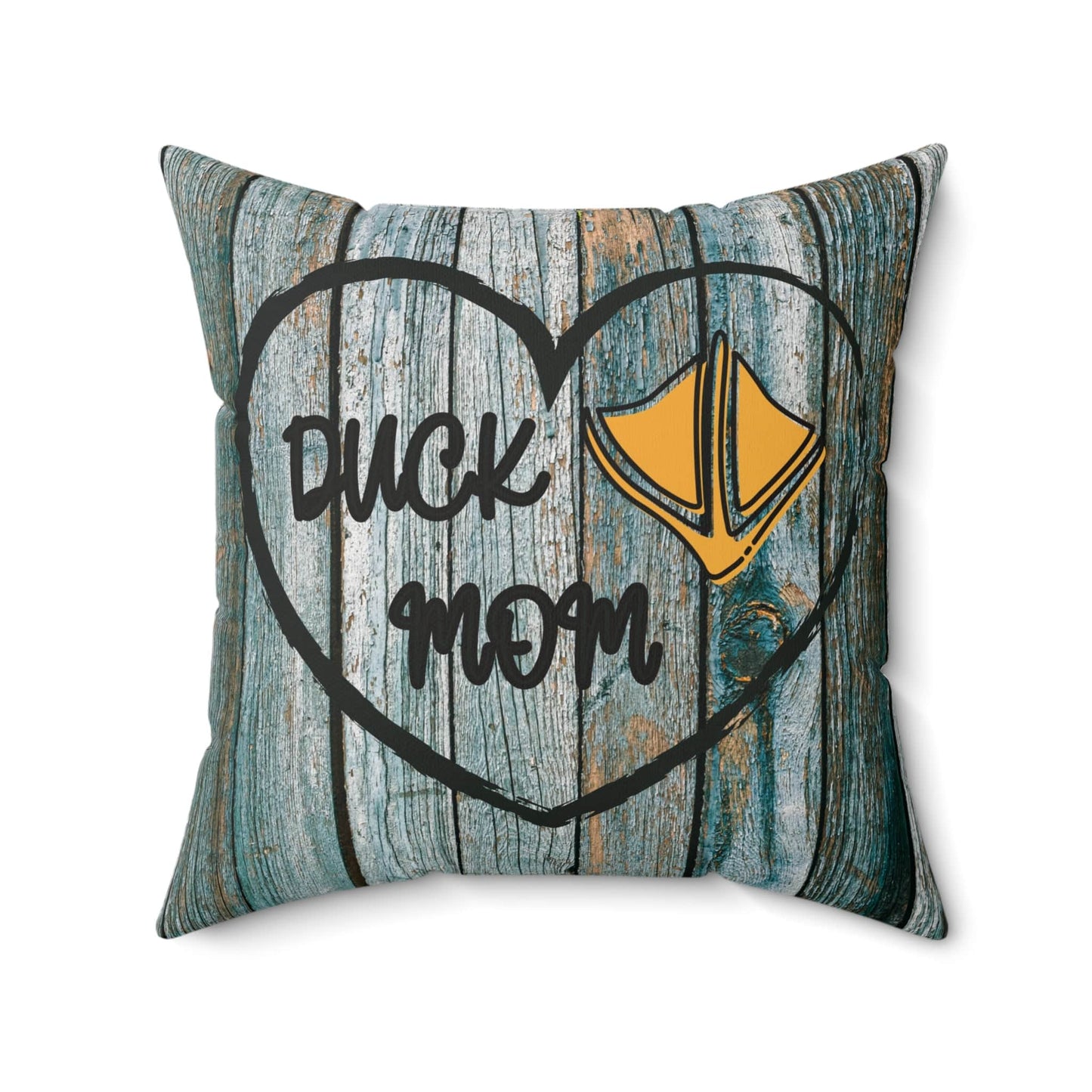 Home Decor 20" × 20" "Rustic Duck Mom Heart Throw Pillow"