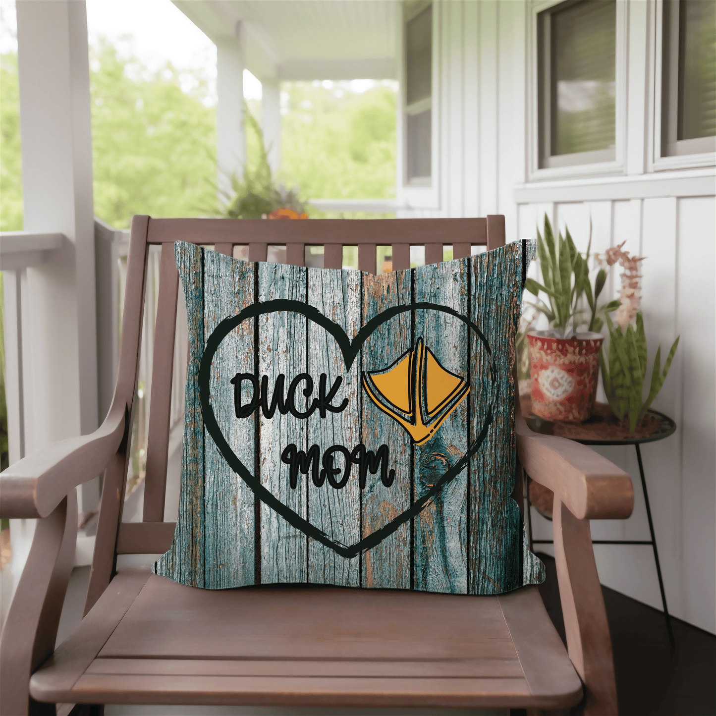 Home Decor "Rustic Duck Mom Heart Throw Pillow"