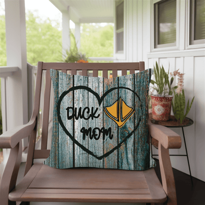 Home Decor "Rustic Duck Mom Heart Throw Pillow"