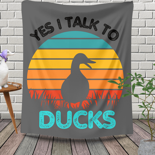 Home Decor 60" × 80" Yes I Talk to Ducks Sherpa Fleece Blanket